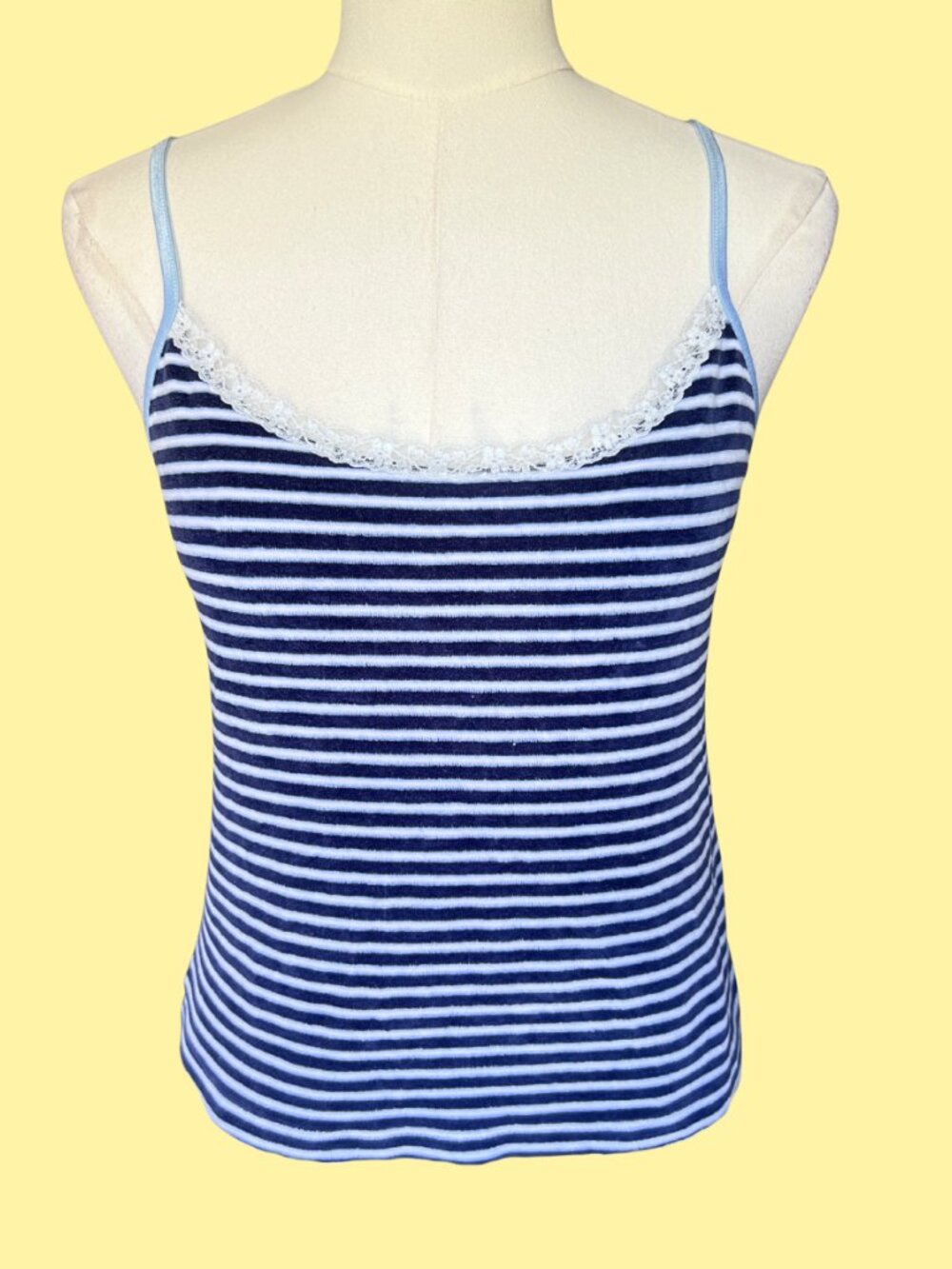 Victoria's Secret Y2K Velvet Stripe Lace Cami
